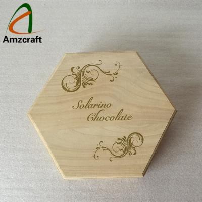 China Europe Wooden Chocolate Gift Boxes Hexagon Candy Packaging Boxes for sale