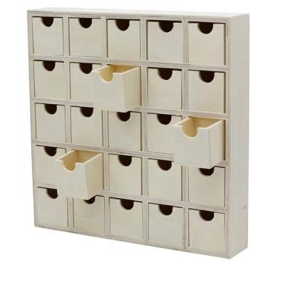 China Ready Unfinished Advent Calendar Wooden Drawers Customized Size Wood Advent Calendar Empty Unfinished House For DIY Christmas Decoration Decoupage Customized Made for sale