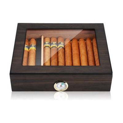 China Cigar Humidor Box With Glass Top Made From Solid Cedar Wood Cigar Humidor Box With Glass Top Made From Solid Cedar Wood, Humidor Holds 20 To 25 Cigars for sale