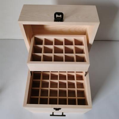 China Recycled Materials Essential Oil Wooden Box Storage Case Organizer Holds 45 Bottles Carrying Natural Pine Wood Box for sale