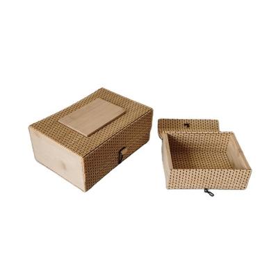 China Lightweight Recyclable Bamboo Christmas Gift Packaging With Curtain Lid Soft Tea Food Storage Box for sale