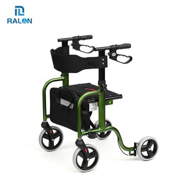 China People with Difficulty in Walking Ralon to Handle Folding Aid Folding Aluminum Walker Rollator Adjustable Walking Elder Walker with Shopping Bag for sale