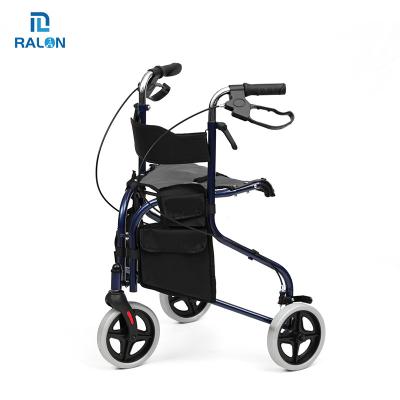 China Ralon multifunctional brakes other rollator lightweight steel frame 3 wheel powder health care supply adult walker with 2pcs purchases for sale