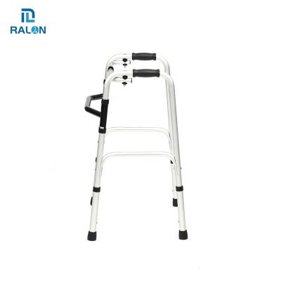 China Ralon Height Adjustable Waist Quality Aluminum Main Frame Walker Adjustable Handicapped Folding Walker Elderly Walker for sale