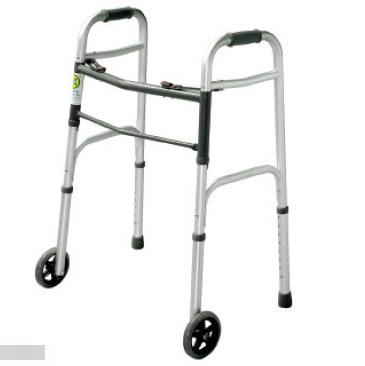 China Ralon Height Quality Disabled Walker Folding Aid Aluminum Folding Walker With Double Wheels for sale