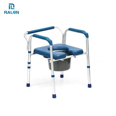 China New Design Ralon Commode Aluminum Toilet Chair People With Difficulty Walking With Comfortable PU Covered Sponge Seat for sale