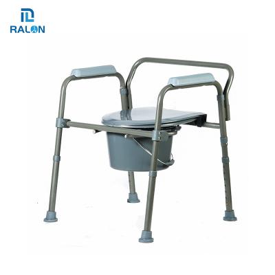 China People With Difficulty Walking Best Selling Ralon Adult Steel Commode Chair Portable Toilet Chair With Lid for sale