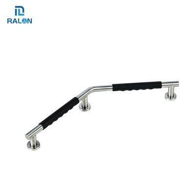 China Hotel Ralon S304 Stainless Steel Shower Grab Bar Brushed Bathroom Balance Handle Bar Safety Hand Grab Bar For Disabled for sale