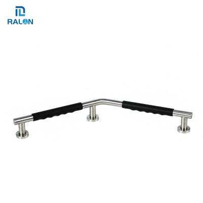 China Hotel Ralon S304 Stainless Steel Shower Grab Bar Brushed Bathroom Balance Handle Bar Safety Hand Grab Bar For Disabled for sale