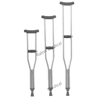 China Replaceable soft padded aluminum crutch medical crutch Ralon handle and walking stick armpad supports underneath RL-A90002 for sale