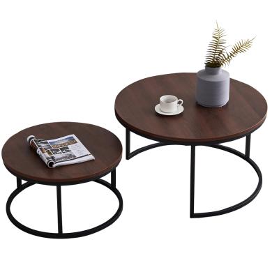 China (Other)Modern adjustable nesting coffee table black metal frame with walnut top-31.5 inch tea table with wood table top for sale