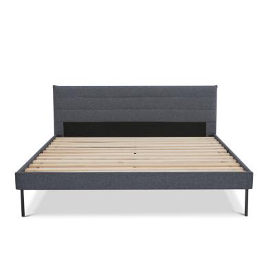 China Cheapest Modern Blue Upholstered Platform Metal Bed Double Upholstered Wooden Frame for sale