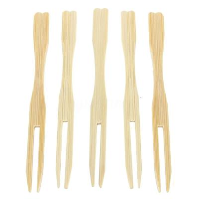 China 100x Fruit Cherry Apple Cocktail Forks Party Disposable Bamboo BBQ Buffet Stick for sale