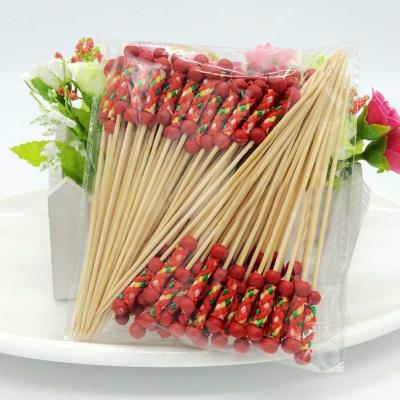 China Easily Cleaned Artistic Style Disposable Bamboo Fruit Snacks Dessert Cocktail Fork Set For BBQ And Party Decoration for sale