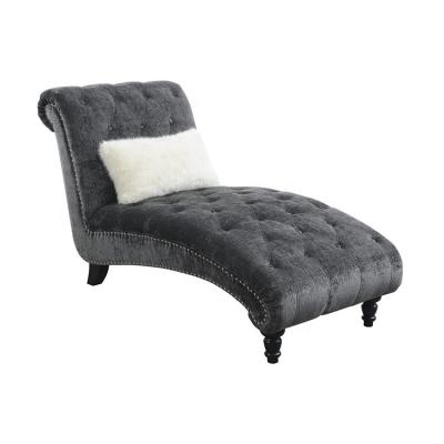 China Nailhead Balance CX635B Chair Wholesale Dark Gray Fabric Button Up Sofa Chair Adorning With Solid Wood Legs for sale