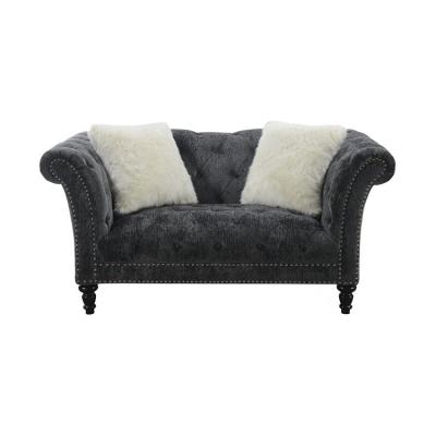 China Other High Quality Custom Made Soft Gray Tufted Velvet Sofa Luxury Chesterfield Hotel Living Couch for sale