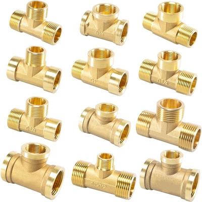 China Building Material Stores T Type Copper Plumbing Pneumatic Fittings Water Oil Gas Adapter Pipe Fitting Brass Male / Female Thread 1/8