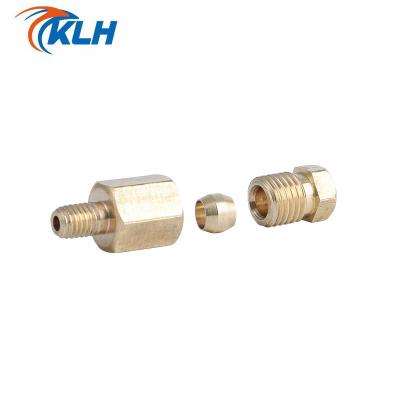 China Building Material Shops Compression Ferrule Tube Squeeze Fitting 4 6 8mm OD Tube Connector Machine Tool Lubrication Brass Pipe Fitting Adapter for sale