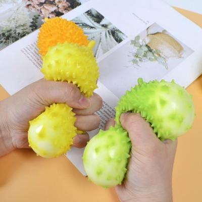 China Toy Stress Hand Exerciser PU TPR Foam Squeeze Ball Soft Cube Durian Anti Shape Toy Squishy Toy Squishy Ball for sale