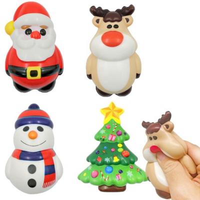 China Soft Toy Christmas Tree Santa Claus Elk Snowman Pu Foam Stress Balls Gift Bouncing Bouncing Busy Person Toy for sale