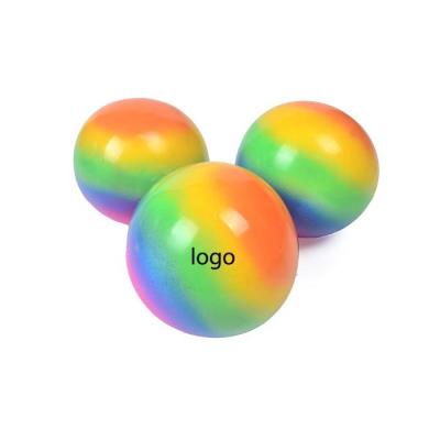 China Toy Custom Soft Squishy Squeeze Ball Anti Stress Ball Round Shaped PU Stress Relief Rainbow Ball Toy With Logo for sale