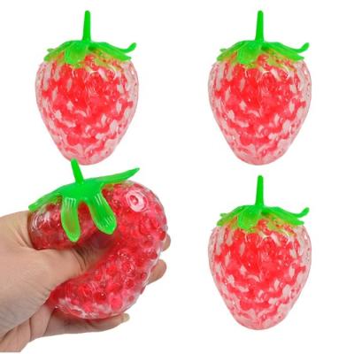 China Soft Toy New Design Strawberry Fruit Water Bead Filled Anti Squeeze Stress Ball Sensory Restless Stress Toys for sale