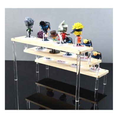 China Modern Customized Wooden Toys Figure Display Stand 2-5 Floors Anime Characters Show Shelves Easy To Install Household for sale