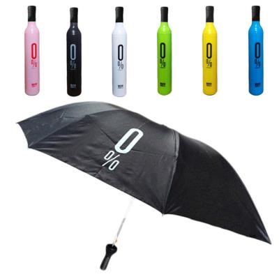 China Casual 8 Panels 0% Wine Umbrella 3 Folds Umbrella Advertising Wine Bottle Shape Umbrella for sale