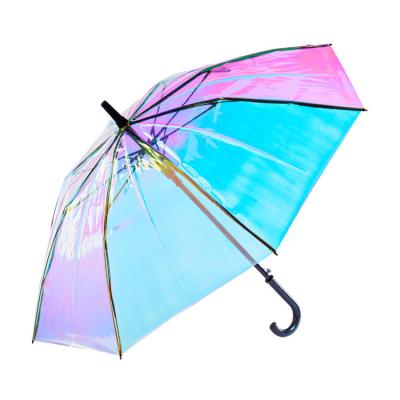 China Modern Rain Parasol Personalized Holographic PVC Laser Umbrella For Girl for sale