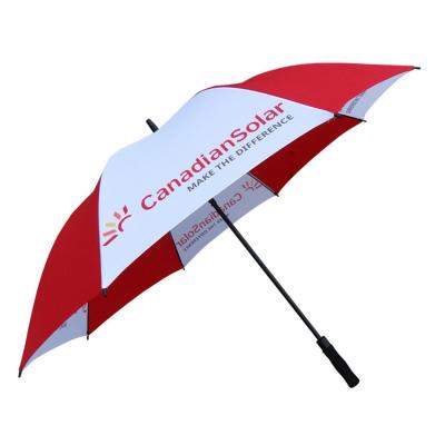 China Promo Golf Casual Auto Open Umbrella Strong Windproof Fiberglass Ribs Waterproof Umbrella for sale