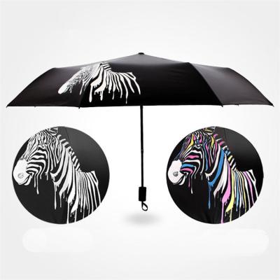 China Casual Zebra Water Spray The Color Changing When Rain Wet Magic Umbrella for sale