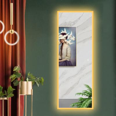 China Explosion-proof Home Decoration Aluminum-Framed Floor Light Stand Dressing Mirror Wall Mirror for sale