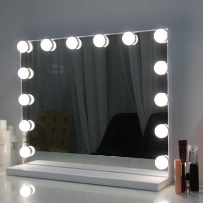 China Large Minimalist Touch Screen Led Light Up Vanity Makeup Mirror Beauty Salon Mirrors With Led Light for sale