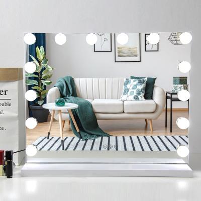 China Contemporary Hollywood Style Mirrors Bedroom Living Room Standing Led Vanity Makeup Mirror With 14 Blubs for sale