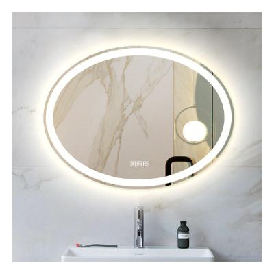 China ETL CE Illuminated Frameless Oval Round Custom Decorative Wall Mount LED Backlit Illuminated Lighted Mirror For Bathroom for sale