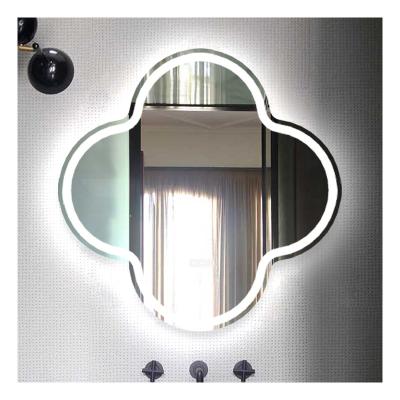 China Art Decoration Anti Fog Waterproof Illuminated Wall Mounted Led Bathroom Mirror For Home Hotel for sale