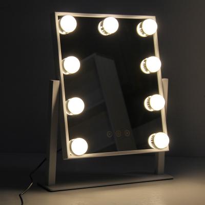 China Minimalist Hollywood Style Cosmetic Mirror Lighted Vanity Makeup Led Make Up Mirror for sale