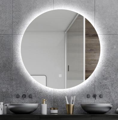 China Illuminated Customized Color Changing Round Bathroom Mirror With Led Light for sale