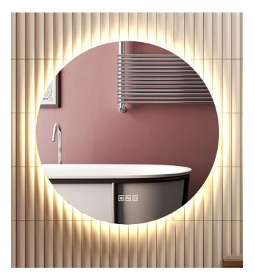 China Turned Warm Wall Lighted Decorative Bathroom Led Mirror With Frameless for sale