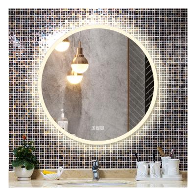 China Illuminated Made In China Hotel Bathroom Waterproof Touch Screen Smart Round Mirror With Led Lighted for sale