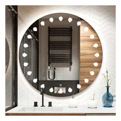 China Illuminated Wall Mounted Round Hotel Vanity With Led Bathroom Mirror for sale