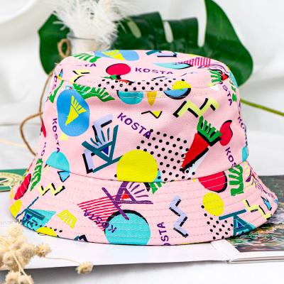 China Character Design Summer Custom Printed Women Cotton Bucket Hat for sale