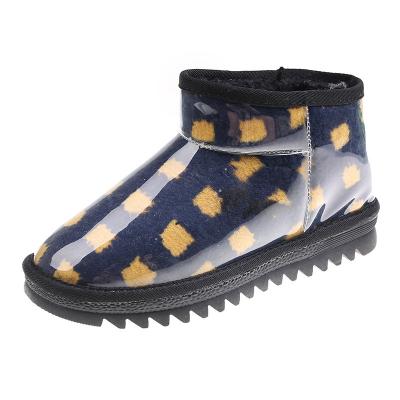 China Winter Rubber Shoes For Women 2021 Transparent Leather Snow Boots With Fleece And Thick Warm Cotton-padded Shoes for sale