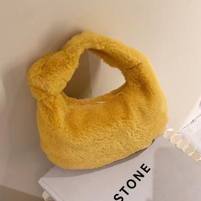 China 2021 new casual bag women's plush bag fashion mix hand carrying small hand bag bill of lading shoulder armpit bag for sale