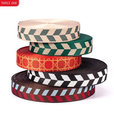 China Other webbing polyester ribbons factory price supply high quality flat polyester jacquard foil ribbon for sale