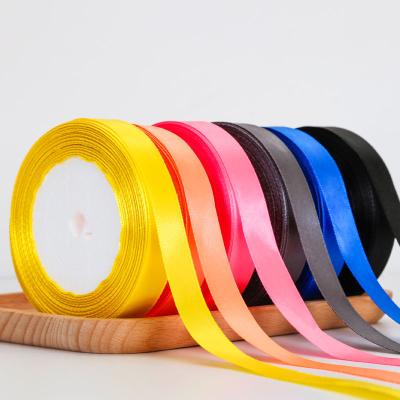 China China Stock Recyled Wholesale 4/8 Inch 1.2Cm Solid Color 100% Polyester Ribbon Satin Ribbon for sale