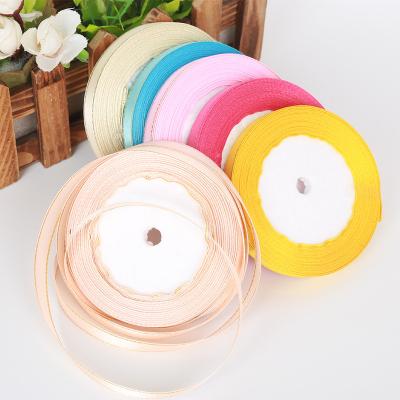 China Recyled 1Cm Golden Rim Ribbon Handmade Diy Decoration Racial Discrimination Gift Box Packaging Hair Accessories bow ribbon for sale