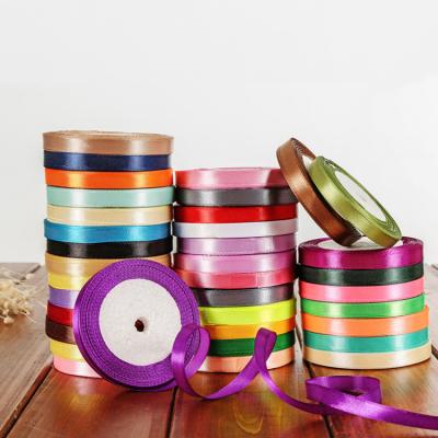 China Wholesale New Products Recyled 3/8 Inches 100% Colored Facde Tape Plain Ribbon Polyester Spot Ribbon for sale