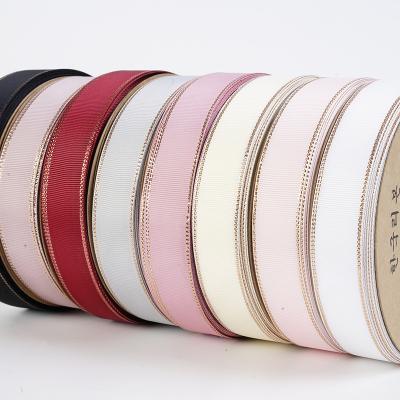 China Wholesale 2.5cm Rose Gold Rim Thread Belt Recyled Cake Bouquet Wrapping Ribbon Gift Box Decoration Belt for sale