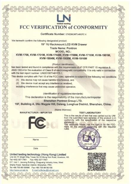 FCC - Shenzhen Pontron Technology Ltd.